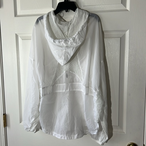 Free People FP Movement Lace Panel Retro Style Hooded Windbreaker White, Sz M - Picture 3 of 10